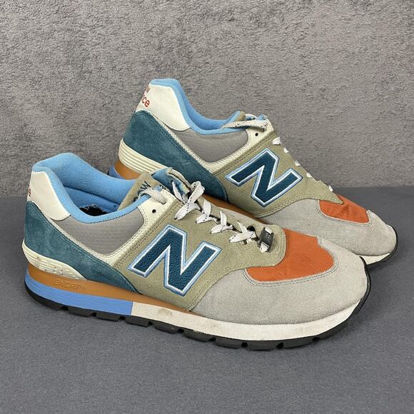 New Balance 574 Shoes Mens Size 14 Gray Blue Orange Suede ENCAP Retro ML574DWB - Picture 1 of 15